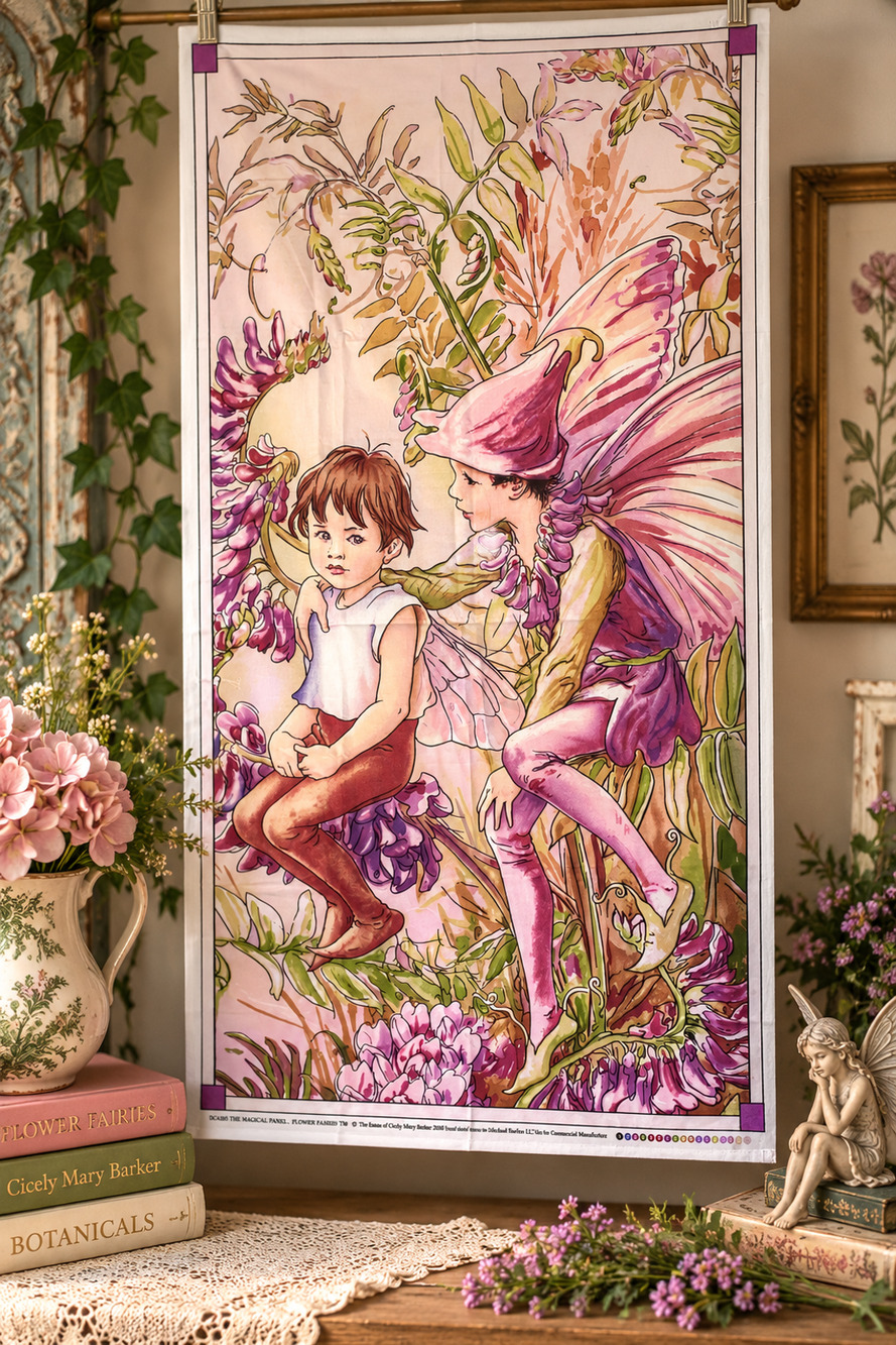 Cicely Mary Barker Flower Fairies Magical Fabric Panel Michael Miller DC4265 200